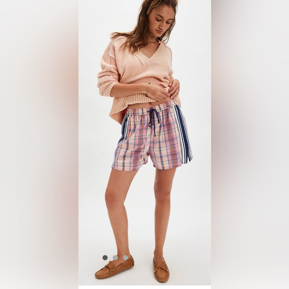 Free People Plaid Pink and Blue Women Shorts